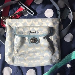 Blue and white crossbody